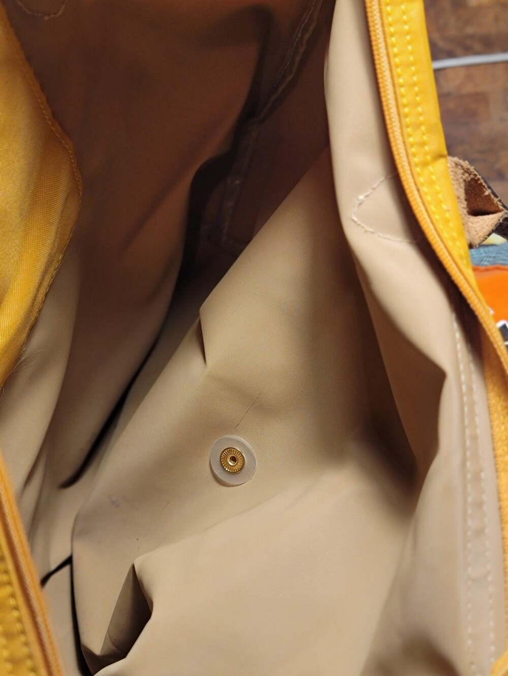 LONGCHAMP PARIS Le Pliage Mustard Yellow Small Nylon Tote Made in France - Picture 5 of 8